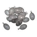 20 Pieces Oval Pendant Trays - 20 x 30 mm - Antique Silver, Pendant Blanks Cameo Bezel Cabochon Settings - for DIY Jewelry Making Necklace Bracelet Findings