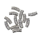12Pieces White Gold Plated Filigree Tube Beads Bracelet DIY Jewelry Findings