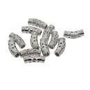 12Pieces White Gold Plated Filigree Tube Beads Bracelet DIY Jewelry Findings