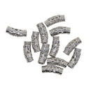 12Pieces White Gold Plated Filigree Tube Beads Bracelet DIY Jewelry Findings