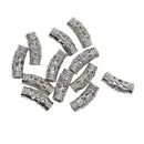 12Pieces White Gold Plated Filigree Tube Beads Bracelet DIY Jewelry Findings