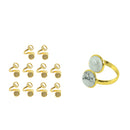 10 Pieces Adjustable Gold Tone Brass Finger Ring Bases Components Findings with Flat Blank Pad Tray Bezel, Perfect for Cabochons, about 12mm inner diameter