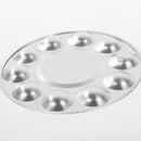 Round Professional Aluminium Paint Platte Tray 10 Wells Artist Art Palette Best for Acrylic, Oil, Watercolor Paints, Make Up Paints, Body Paints - 17cm, Pack of 1