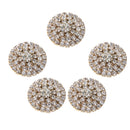5 Pieces Round Alloy Rhinestone Crystal Flatback Craft Buttons Embellishment for DIY Clothing Bag Decoration