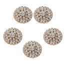 5 Pieces Round Alloy Rhinestone Crystal Flatback Craft Buttons Embellishment for DIY Clothing Bag Decoration