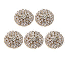 5 Pieces Round Alloy Rhinestone Crystal Flatback Craft Buttons Embellishment for DIY Clothing Bag Decoration