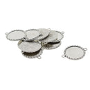 10 Pieces Fit 25mm One Sided Double Loop Hanging Classical Cameo Cabochon Base Setting For DIY Necklace Bracelet Jewelry Findings