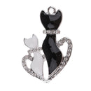 3 Pieces Silver Tone Enamel Cat Lover Charms Rhinestone Pendants for DIY Jewelry Making Crafting Fit Necklace Bracelet Spacers Dangle Beads - 35x24mm