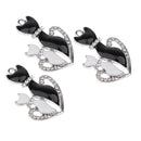 3 Pieces Silver Tone Enamel Cat Lover Charms Rhinestone Pendants for DIY Jewelry Making Crafting Fit Necklace Bracelet Spacers Dangle Beads - 35x24mm