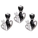 3 Pieces Silver Tone Enamel Cat Lover Charms Rhinestone Pendants for DIY Jewelry Making Crafting Fit Necklace Bracelet Spacers Dangle Beads - 35x24mm