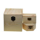 3 Pieces Blank Unfinished Wood Wooden Jewelry Storage Box Organizer Container for DIY Craft Wedding Party Favors