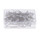 100 Pieces Sewing Pins White Pearlized Head Pins for Dressmaking Jewelry Components Flower Decoration With Transparent Cases (38mm)