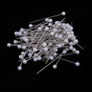 100 Pieces Sewing Pins White Pearlized Head Pins for Dressmaking Jewelry Components Flower Decoration With Transparent Cases (38mm)