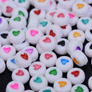 200 Pcs /lot White Beads Colorful Love Heart Charm Beads Spacer Loose Bead DIY Handmade Necklace Bracelet Jewelry Making Crafts