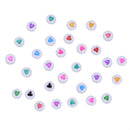 200 Pcs /lot White Beads Colorful Love Heart Charm Beads Spacer Loose Bead DIY Handmade Necklace Bracelet Jewelry Making Crafts