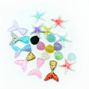 20 Pieces Lots Mixed DIY Flatbacks Resin Flat Back Mermaid tail shell starfish Cabochon Buttons Scrapbooking Slime Charm DIY Embellishment Craft