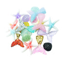 20 Pieces Lots Mixed DIY Flatbacks Resin Flat Back Mermaid tail shell starfish Cabochon Buttons Scrapbooking Slime Charm DIY Embellishment Craft