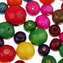 100 Pieces Wholesale 8mm - 14mm Dyed Painted Wood Beads Round Loose Wooden Bead Ball for Jewelry Making Craft DIY Macrame Bracelet Necklace Mix Colors