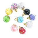 10 Pieces 16mm Colorful Transparent Glass Ball Star Charms Pendant Finding for Hair Jewelry Accessories Earring Necklace Crafts Charms