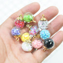 10 Pieces 16mm Colorful Transparent Glass Ball Star Charms Pendant Finding for Hair Jewelry Accessories Earring Necklace Crafts Charms