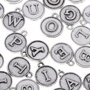 52 Pieces Antique Silver Tone Round 26 Alphabet English Letters Charms Pendants for DIY Jewelry Making Crafting Fit Necklace Bracelet Spacers Dangle Beads