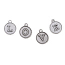 52 Pieces Antique Silver Tone Round 26 Alphabet English Letters Charms Pendants for DIY Jewelry Making Crafting Fit Necklace Bracelet Spacers Dangle Beads