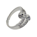 1pcs Silver Rhinestone Ring with Pearl Base Adjustable Ring for Jewelry DIY