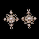 5 Piece Alloy Pearl Cross Shape Pendants Charms Jewelry Making Findings for DIY Necklace Bracelet Earrings Craft 22mm