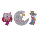 5 Pieces Lovely Fabric Patches Iron on Sew on Glitter Applique fit Dress Handbag Shoes Clothing DIY Scrapbooking Decoration Craft Patch