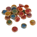 30 Pieces 14mm Flat Round Ceramic Porcelain Beads Flower Round Beads Exquisite Decal Spacer Beads Charms for Jewelry Making Necklace Bracelet
