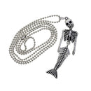 Halloween Alloy Beaded Chain Necklace with Mermaid Skeleton Pendant Charms Fashion Jewelry Men Women Necklace Tibetan Silver