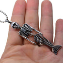Halloween Alloy Beaded Chain Necklace with Mermaid Skeleton Pendant Charms Fashion Jewelry Men Women Necklace Tibetan Silver