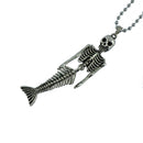 Halloween Alloy Beaded Chain Necklace with Mermaid Skeleton Pendant Charms Fashion Jewelry Men Women Necklace Tibetan Silver