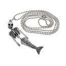 Halloween Alloy Beaded Chain Necklace with Mermaid Skeleton Pendant Charms Fashion Jewelry Men Women Necklace Tibetan Silver