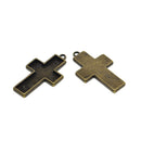 20 Pieces Antique Bronze Cross Pendant Trays Blanks Cameo Cabochon Settings