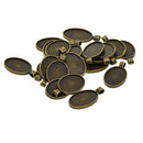 20 Pcs Alloy Blank Oval Cameo Jewelry Making Cabochon Base Setting Charm Pendants Trays Double Two-Sided For Gemstone Set Size 30 X 20 mm
