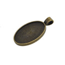 20 Pcs Alloy Blank Oval Cameo Jewelry Making Cabochon Base Setting Charm Pendants Trays Double Two-Sided For Gemstone Set Size 30 X 20 mm