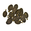 20 Pcs Alloy Blank Oval Cameo Jewelry Making Cabochon Base Setting Charm Pendants Trays Double Two-Sided For Gemstone Set Size 30 X 20 mm