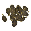 20 Pcs Alloy Blank Oval Cameo Jewelry Making Cabochon Base Setting Charm Pendants Trays Double Two-Sided For Gemstone Set Size 30 X 20 mm