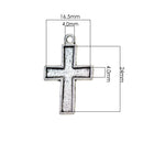 50 Pieces Lots 30x19 mm Vintage Cross Pendant Bezel Trays, Tibetan Silver, Blanks Cameo Bezel Cabochon Settings for Jewelry Making Charms Necklace Findings