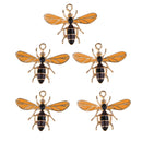 5 Pack Creative Enamel Bee Charms Flatback Embellishment Sewing Buttons DIY Phone Case Decoration Scrapbooking Jewelry making accessories