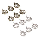 12 Pcs Mixed Antique Bronze Alloy Round Clock Steampunk Gears Charms Pendant