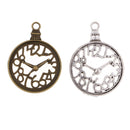 12 Pcs Mixed Antique Bronze Alloy Round Clock Steampunk Gears Charms Pendant