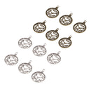 12 Pcs Mixed Antique Bronze Alloy Round Clock Steampunk Gears Charms Pendant
