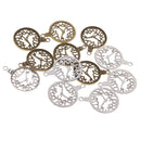 12 Pcs Mixed Antique Bronze Alloy Round Clock Steampunk Gears Charms Pendant