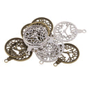12 Pcs Mixed Antique Bronze Alloy Round Clock Steampunk Gears Charms Pendant