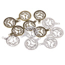 12 Pcs Mixed Antique Bronze Alloy Round Clock Steampunk Gears Charms Pendant