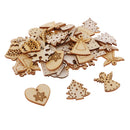 100 Pieces Lots Unfinished Wooden Christmas Shapes Pieces Embellishment for DIY Art Craft Card Making Scrapbooking Christmas Decoration Ornaments