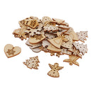 100 Pieces Lots Unfinished Wooden Christmas Shapes Pieces Embellishment for DIY Art Craft Card Making Scrapbooking Christmas Decoration Ornaments