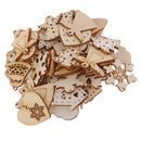 100 Pieces Lots Unfinished Wooden Christmas Shapes Pieces Embellishment for DIY Art Craft Card Making Scrapbooking Christmas Decoration Ornaments